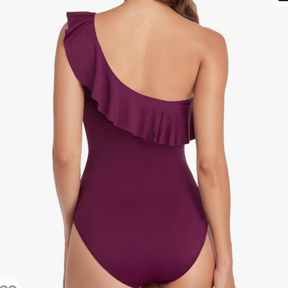 HILOR One Shoulder Asymmetric Ruffle Swimsuit - Picture 2 of 4